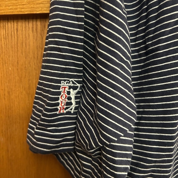 Gear For Sports Navy and White Striped Polo Shirt EUC - Picture 3 of 4